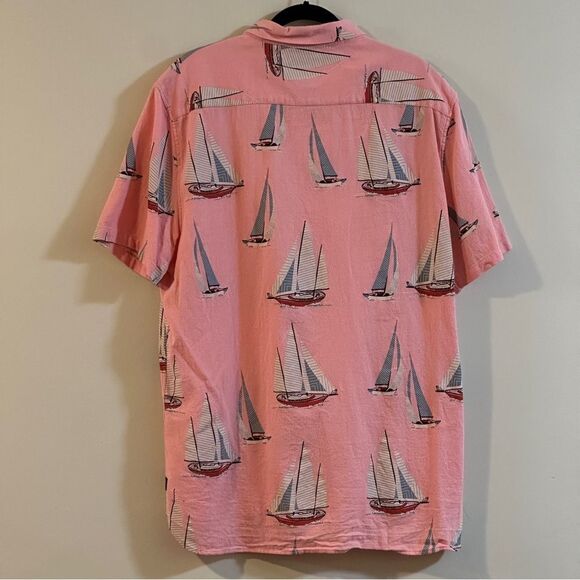 Barney Cools Hawaiian Shirt Large Pink Sailboats Pattern Short Sleeve Size XL - Picture 5 of 11